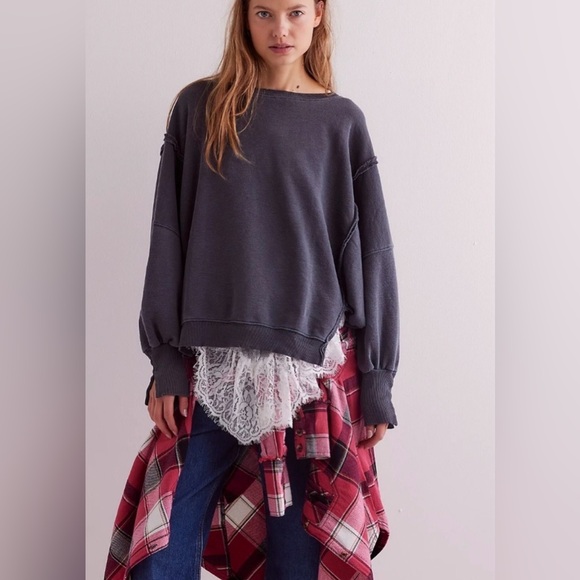 Free People Tops - NWT Free People We The Free Camden Sweatshirt Black XS